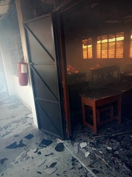涉火的课室，有70%面积被烧毁。
